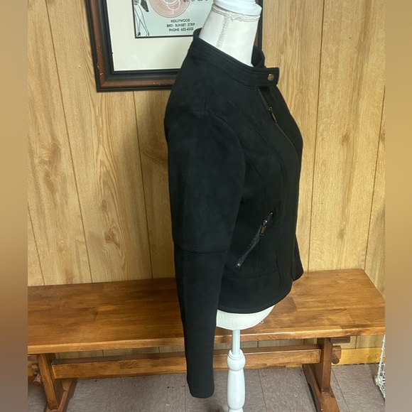 Coalition LA Black Faux Suede Moto Jacket Size L - Picture 4 of 10